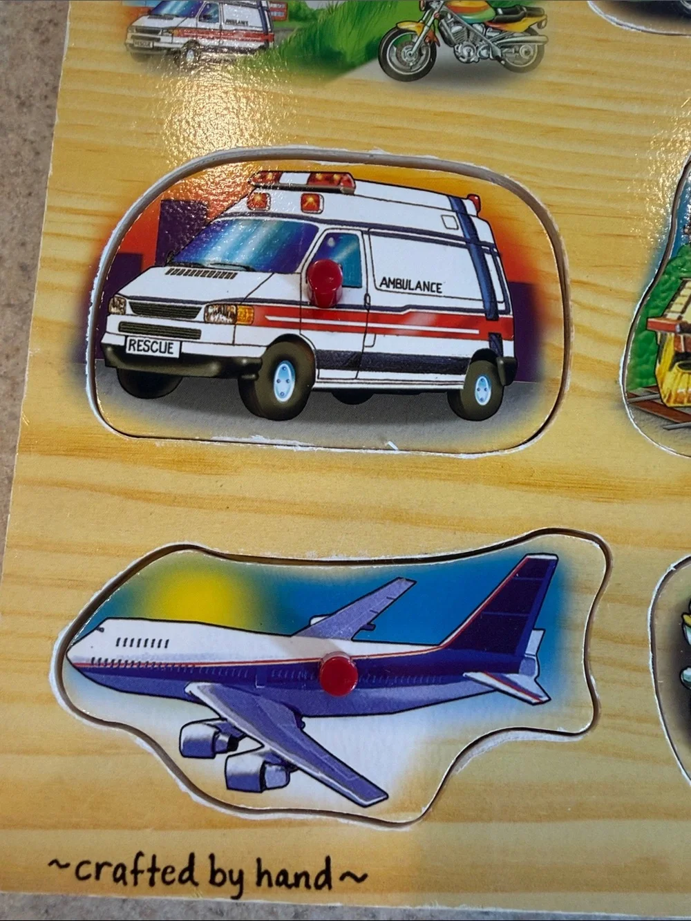 Melissa & Doug Wooden Transportation Puzzle - Green, Red, Blue, Yellow